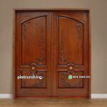 Pintu ukir kayu jati antik 2 daun panel solid PJ-231 platinumliving furniture jepara
