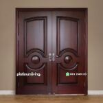 Pintu kupu tarung jati panel bulat brown dof PJ-225 platinumliving furniture jepara