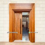 Pintu Jati Kupu Tarung Motif Bata Susun Architrave Tingkat PJ-323 platinumliving furniture jepara - Gambar 2