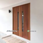 Pintu Minimalis 2 daun kayu jati salur Kombinasi panel kaca PJ-322 platinumliving furniture jepara - Gambar 2