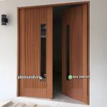 Pintu Minimalis 2 daun kayu jati salur Kombinasi panel kaca PJ-322 platinumliving furniture jepara - Gambar 3
