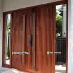 Pintu double minimalis Garis Timbul kayu jati 2 jendela PJ-321 platinumliving furniture jepara - Gambar 2