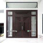 Pintu utama jati minimalis double jendela kanan kiri atas PJ-320 platinumliving furniture jepara