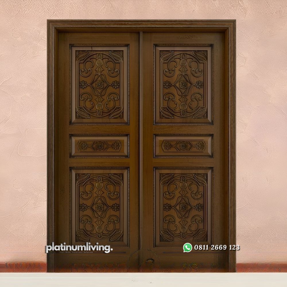 Pintu rumah ukir jepara kayu jati klasik kolonial 2 daun PJ-189 platinumliving furniture jepara 1 Pintu rumah ukir jepara kayu jati klasik kolonial 2 daun PJ-189 platinumliving furniture jepara 1