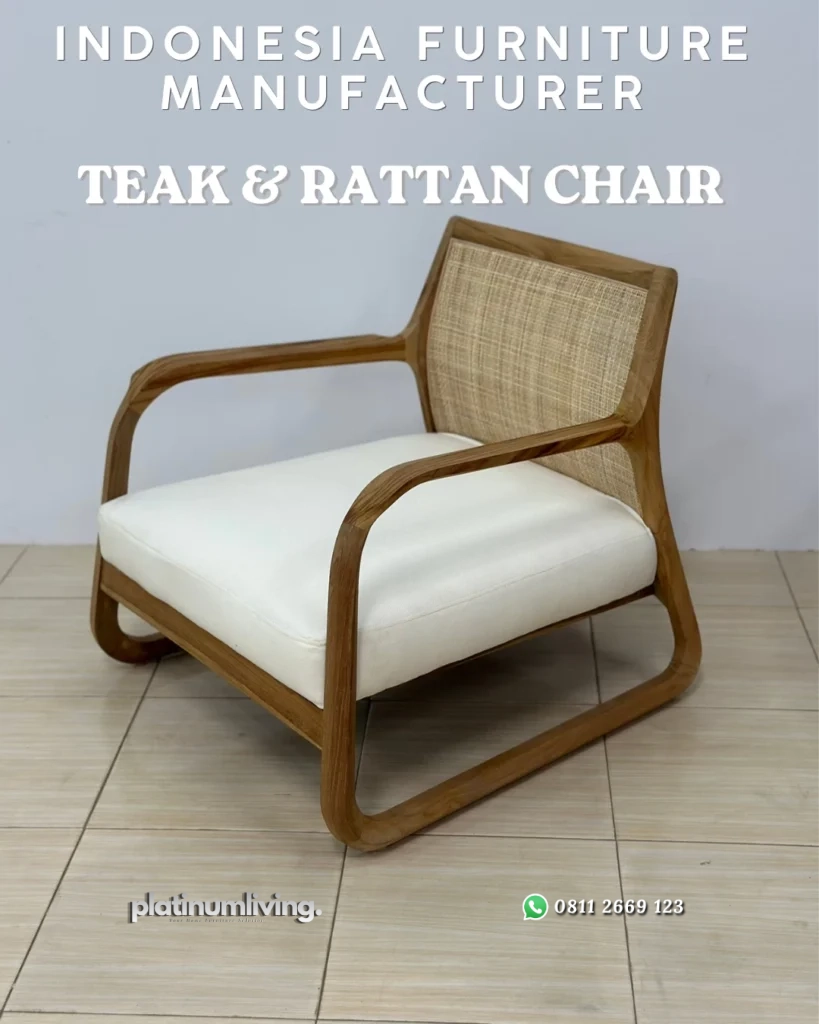 Indoneia Furniture Manufacturer Teak Wood & Teak Rattan Chair 
