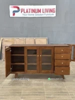 Buffet Credenza Kayu Jati Minimalis Modern Pintu Kaca – Platinum Living - Gambar 5