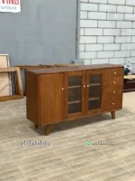 Buffet Credenza Kayu Jati Minimalis Modern Pintu Kaca – Platinum Living - Gambar 3