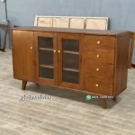 Buffet Credenza Kayu Jati Minimalis Modern Pintu Kaca – Platinum Living
