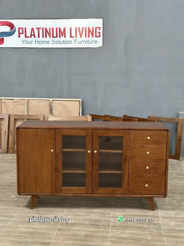 Buffet Credenza Kayu Jati Minimalis Modern Pintu Kaca – Platinum Living 1 Buffet Credenza Kayu Jati Minimalis Modern Pintu Kaca – Platinum Living