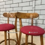 Kursi Bar Kayu Jati Dudukan Merah - Gambar 4