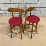 Kursi Bar Kayu Jati Dudukan Merah (6)