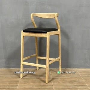 Kursi Bar Kayu Jati Minimalis Dudukan Kulit – Platinum Living Furniture
