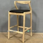 Kursi Bar Kayu Jati Minimalis Dudukan Kulit – Platinum Living Furniture - Gambar 2