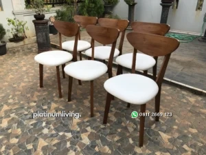 Kursi Makan Kayu Jati Minimalis Busa Putih