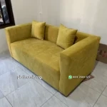 Sofa 2 Seater Minimalis Mustard Yellow - Gambar 4