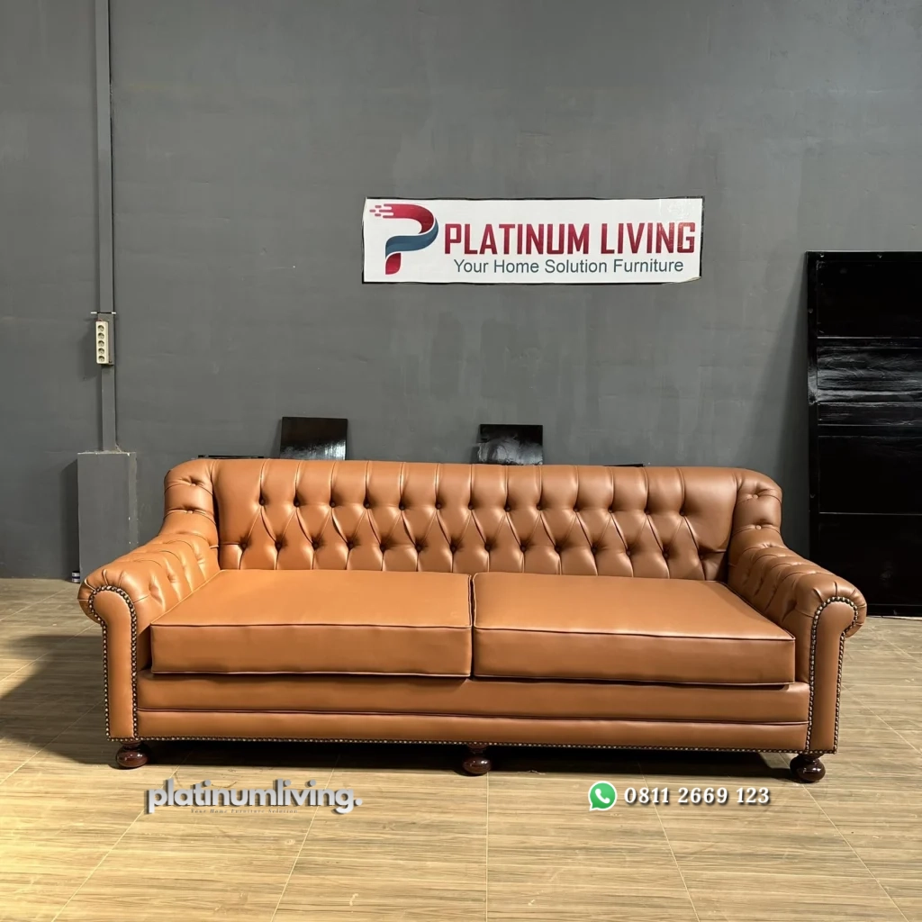 Sofa Chesterfield Kulit Minimalis Mewah
