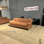 Sofa Chesterfield Kulit Minimalis Mewah - Gambar 4