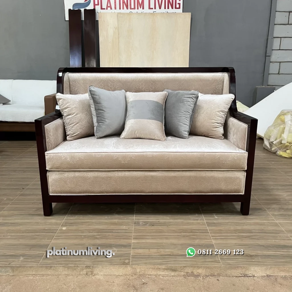 Sofa Kayu Jati Klasik Motif Jacquard