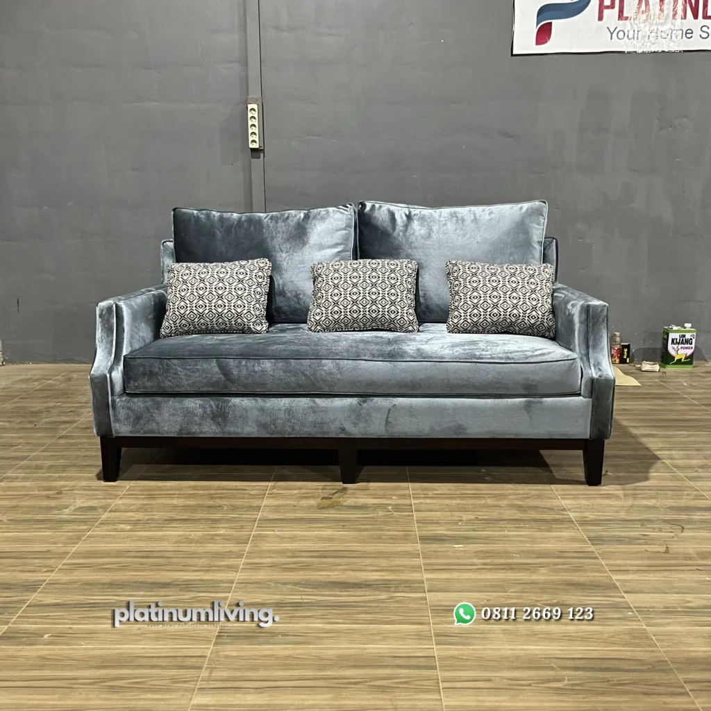 Sofa Minimalis Bludru Grey Mewah 1 Sofa Minimalis Bludru Grey Mewah