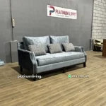 Sofa Minimalis Bludru Grey Mewah - Gambar 3