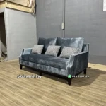 Sofa Minimalis Bludru Grey Mewah - Gambar 4