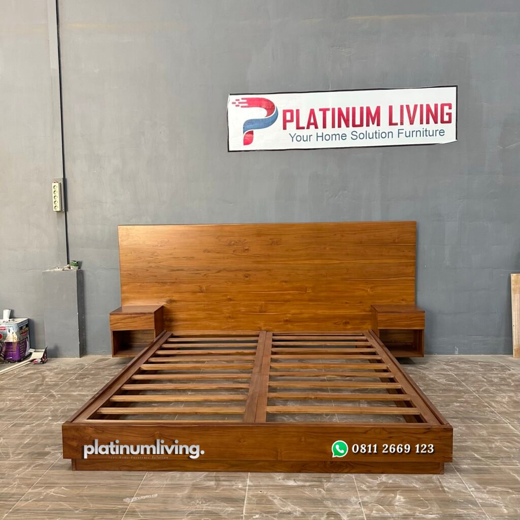 Tempat Tidur Kayu Jati Headboard Lebar