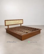 Tempat Tidur Kayu Jati Minimalis Headboard Rotan - Gambar 4