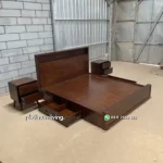 Tempat Tidur Kayu Jati Minimalis Laci - Gambar 3